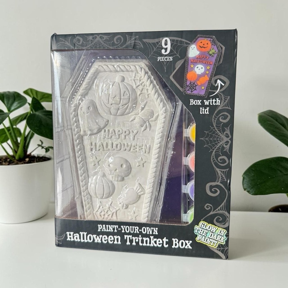 Halloween Paint-Your-Own Trunket Box Coffin Craft Kit Glow in the Dark 🎃🖤